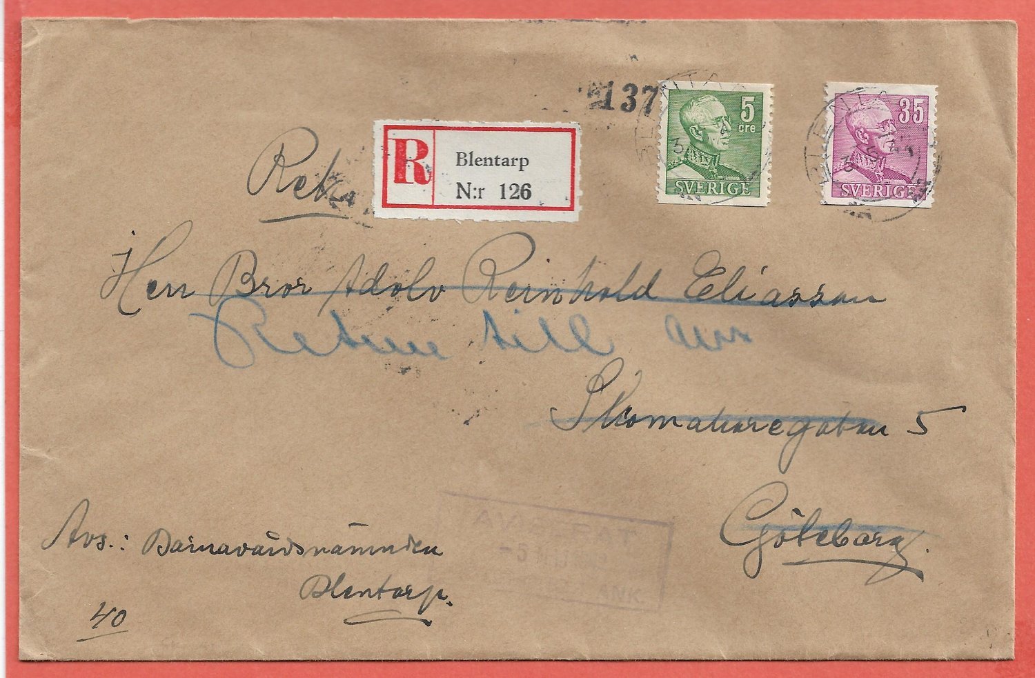 Rek brev BLENTARP 3.5.42 (408341271) ᐈ bkfrim på Tradera