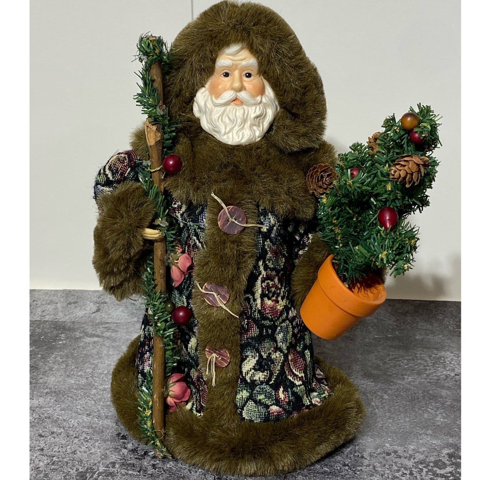 Dekorativ Jultomte med käpp och gran- Jul/Adven.. | Köp på Tradera ...