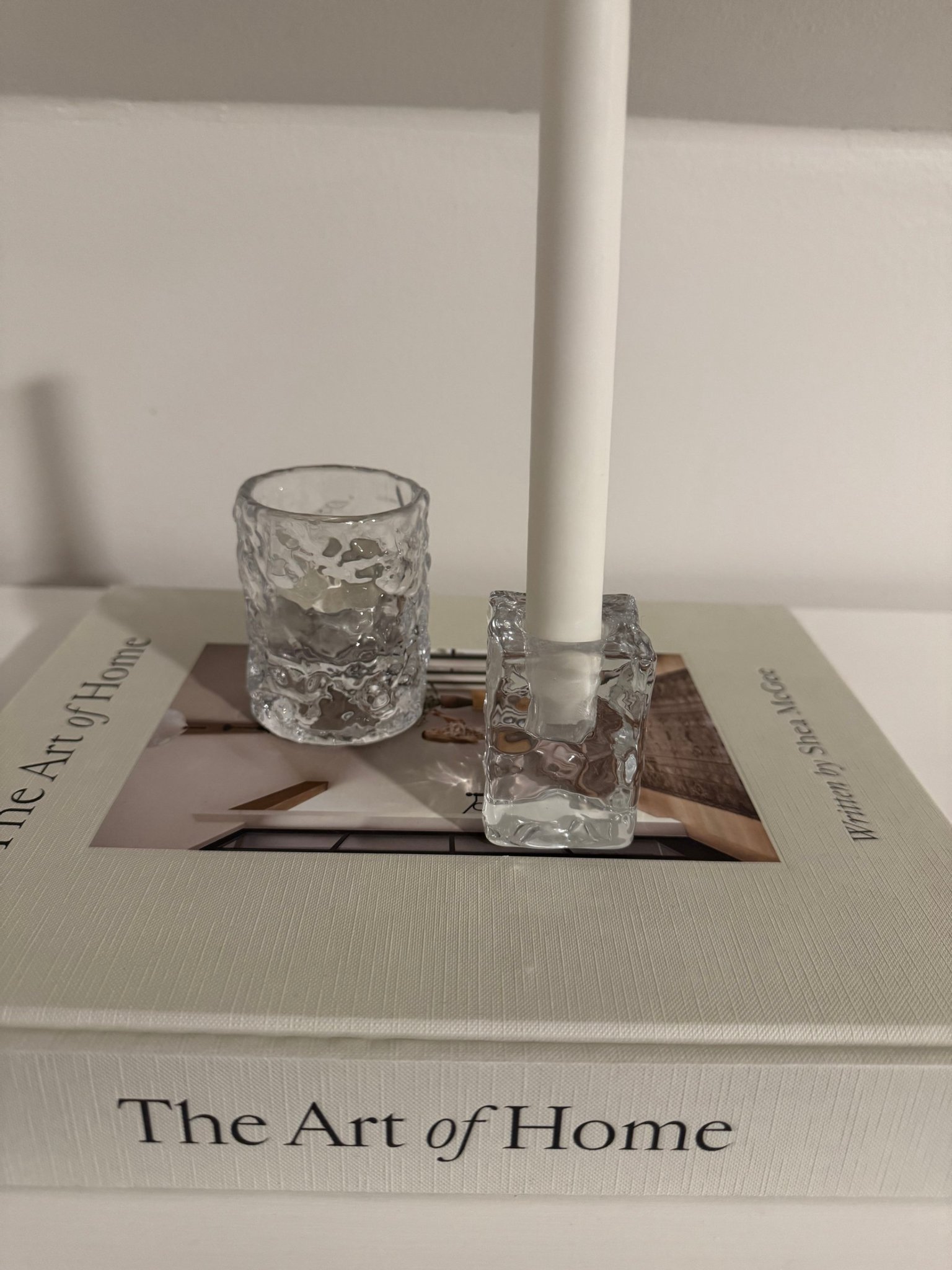 Ljusstakar/ljuslyktor i hamrat glas • 2-pack