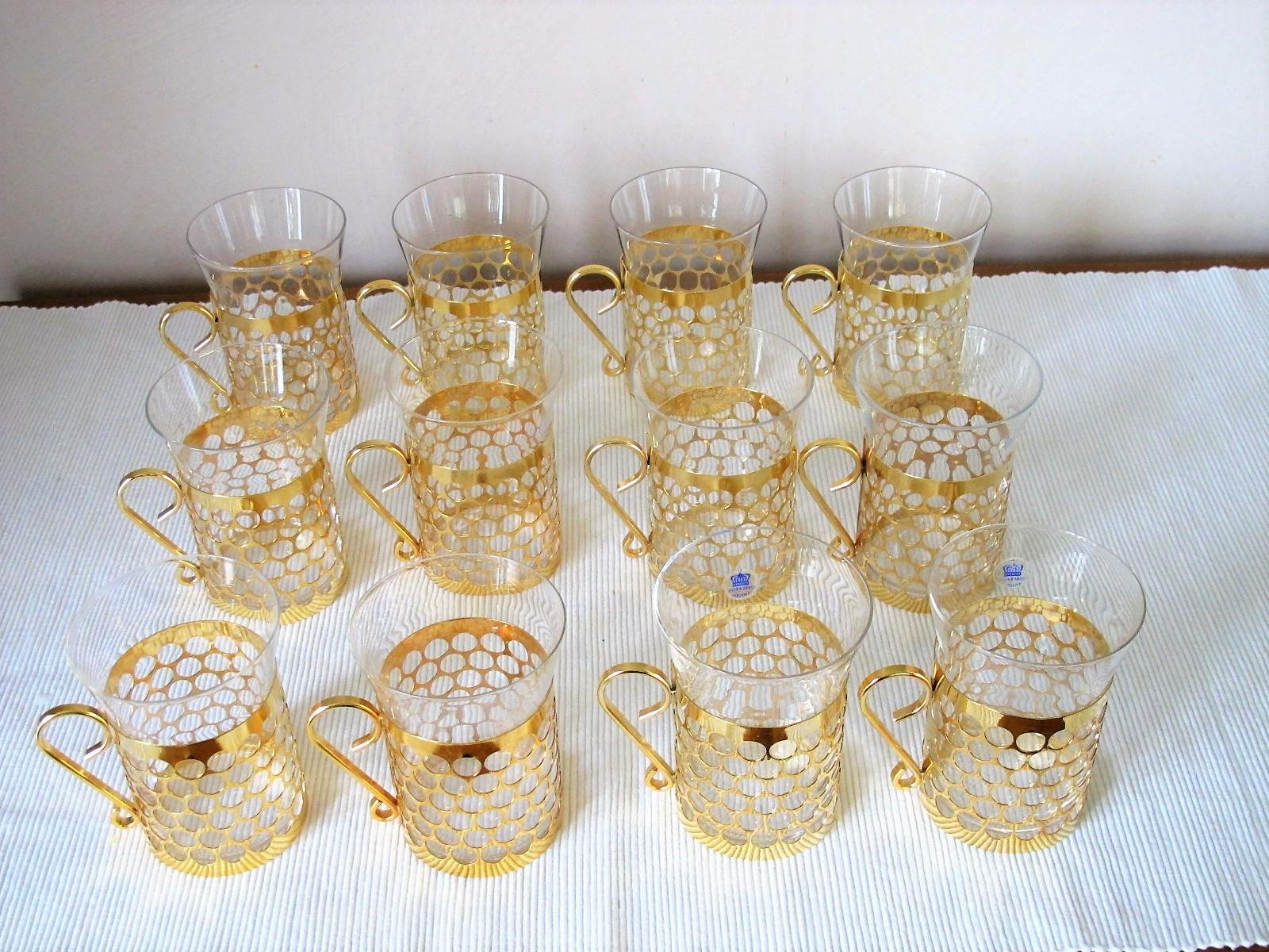Royal Krona 12 Irish Coffee Glas Kaffeglas Glöggmuggar Guld Glas Advent Retro