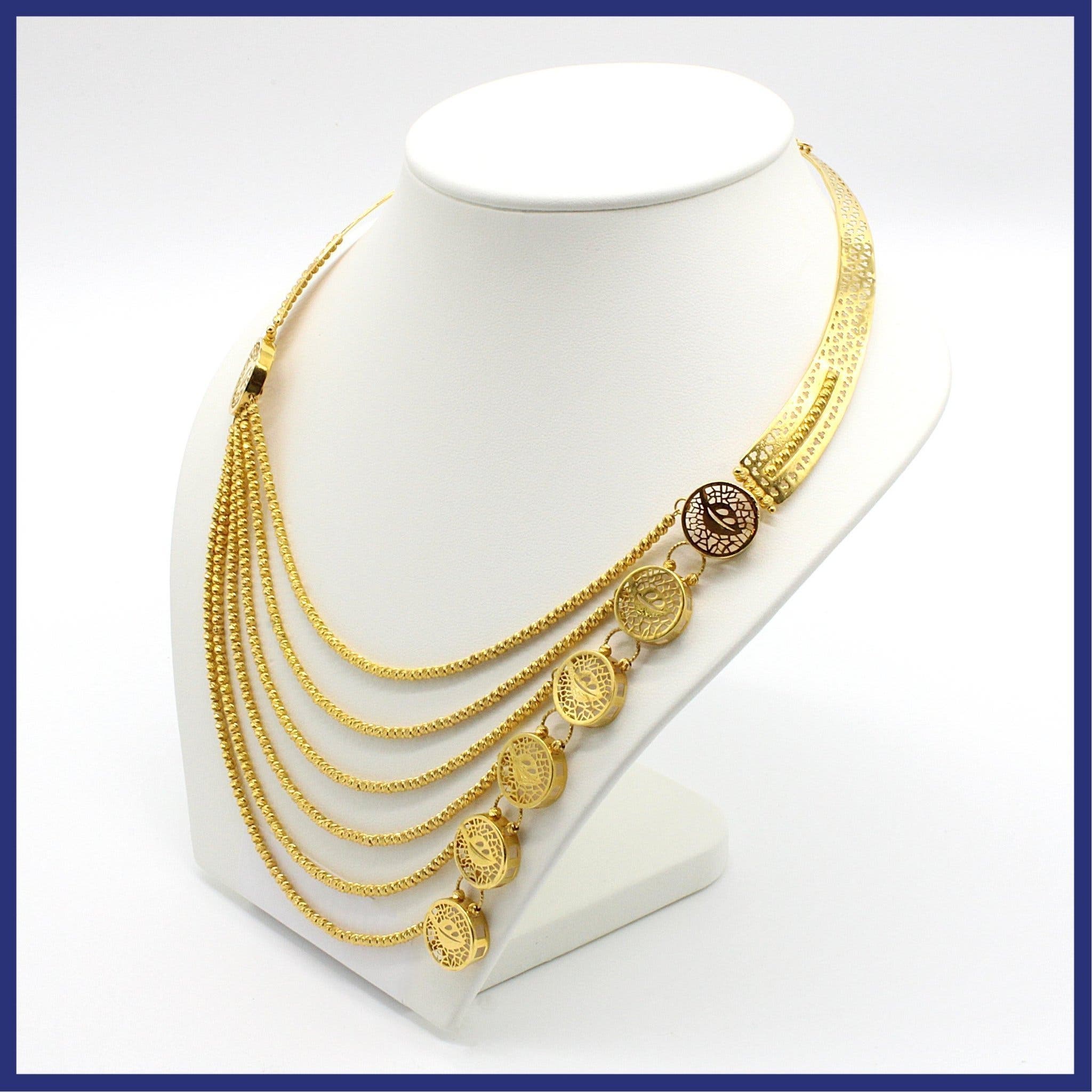 Collier, 21K guld, unik design (vikt 44,6g, längd ca 45,5cm)