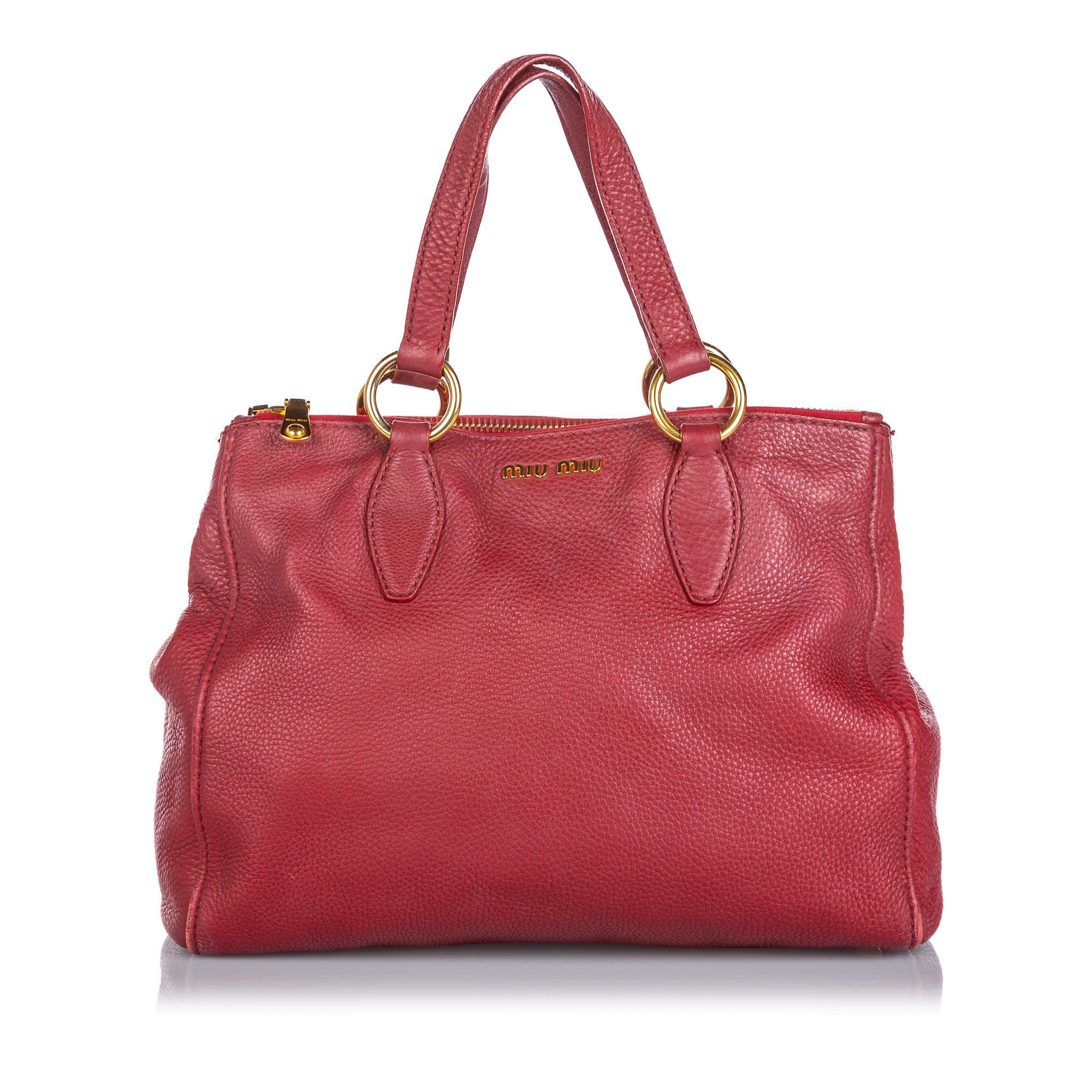 Miu Miu red Leather Satchel (405485954) ᐈ Luxclusif på Tradera