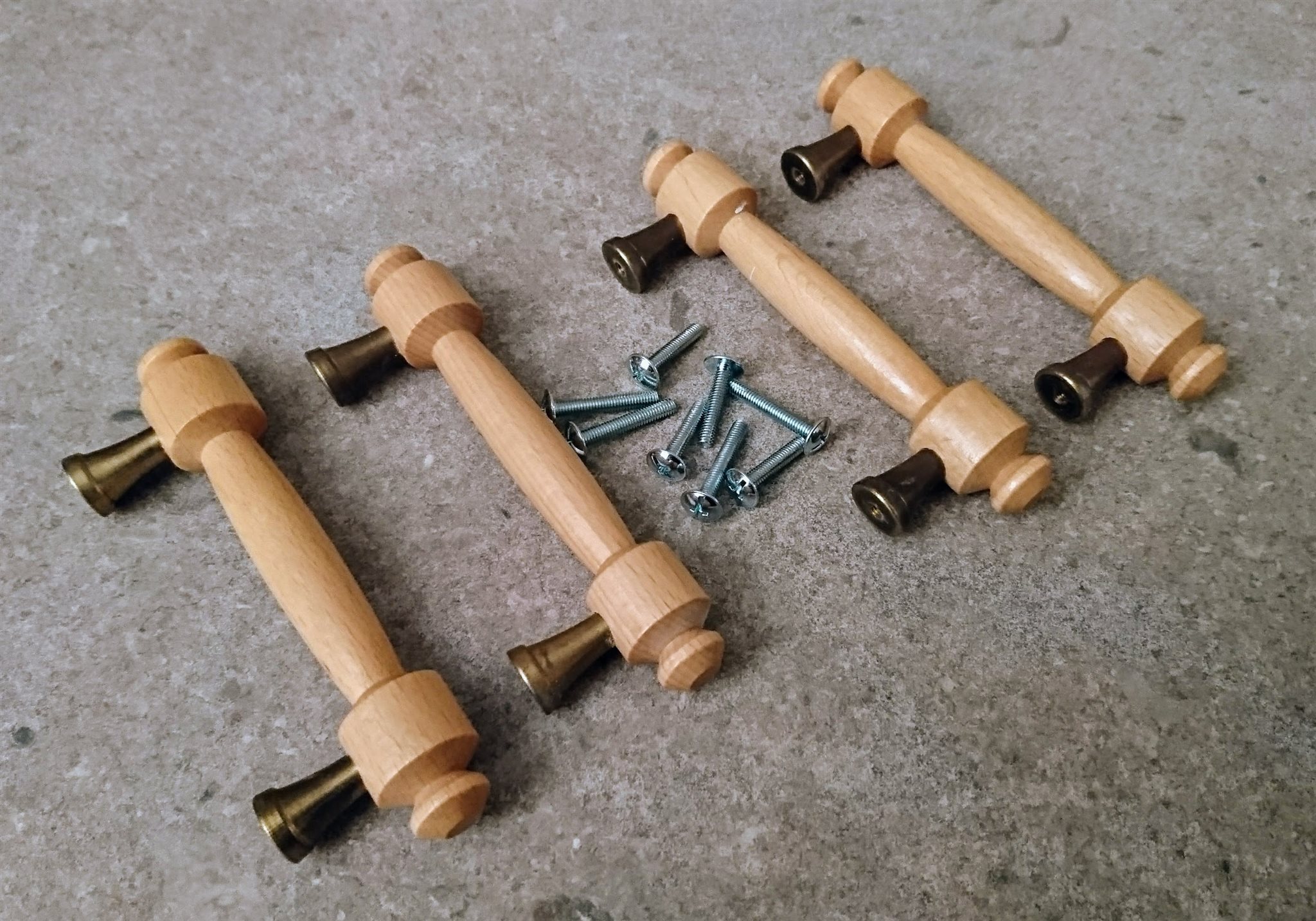 4 st skåp handtag i trä kök 70 tal retro vintage rustik lådhandtag på