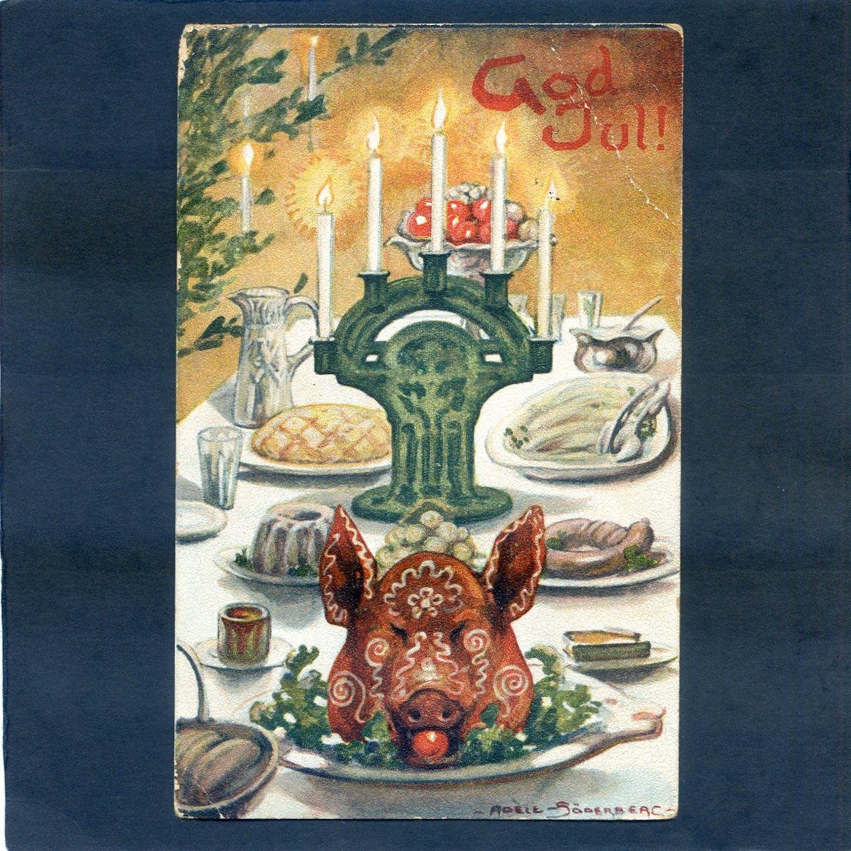 Läckert julbord Teckna.. Köp från LindbladCartophilia på Tradera