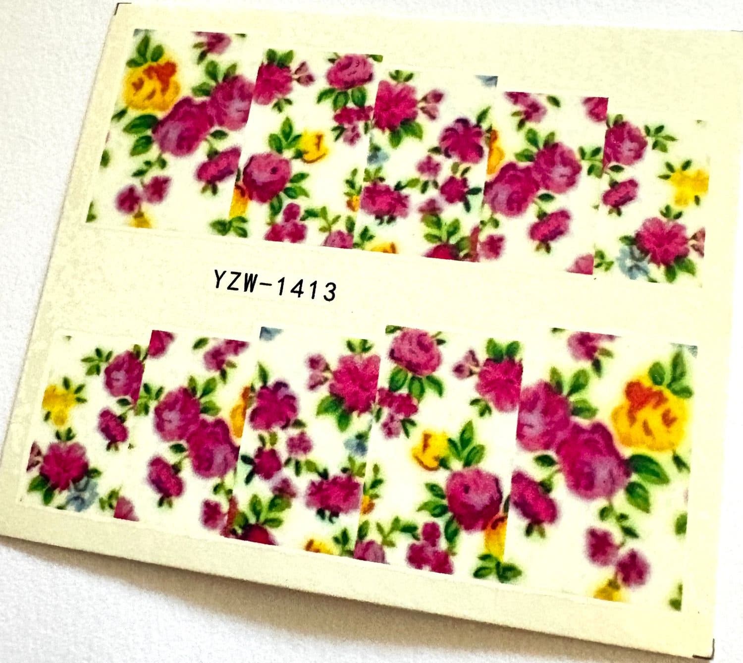 Gel Transfer Rinkaku Rosa Nail art transfer stickers växter rosa gula ros.. | Köp på Tradera ...