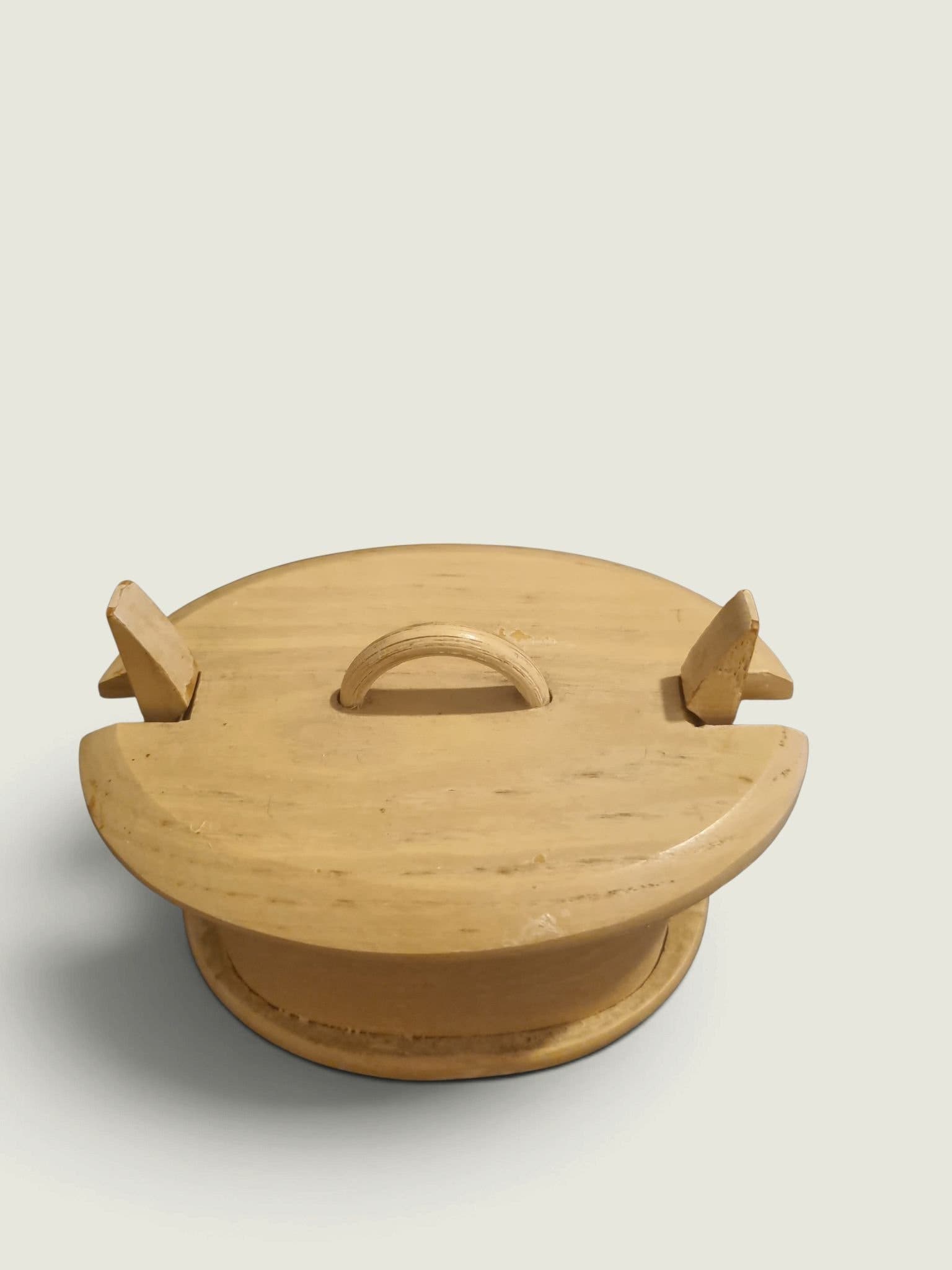 Handcrafted Wooden Oval Storage Container