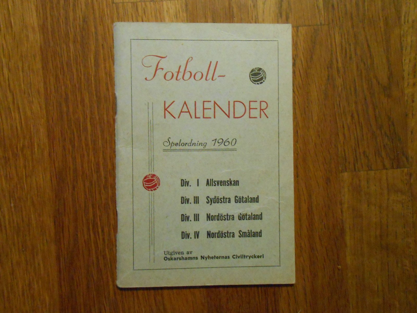Fotboll Kalender 1960 utgiven av Oskarshamn nyh ...