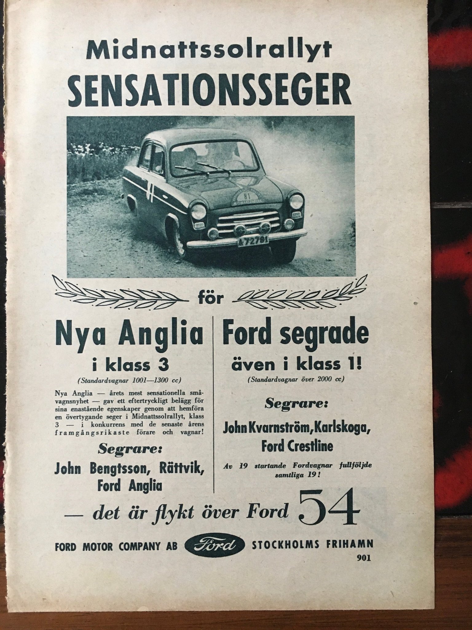 Ford Anglia Annons 1954