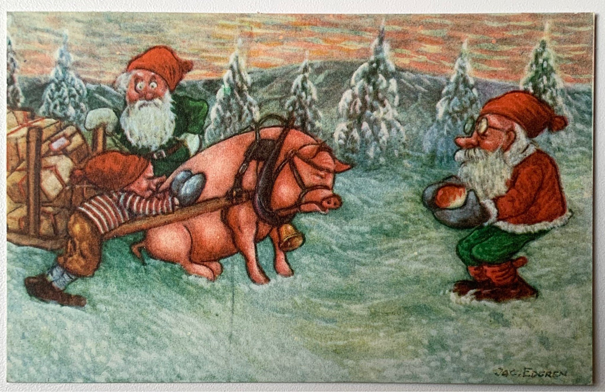 Vykort Jac Edgren JACE Litet julkort tomtar m.. (422117261) ᐈ Köp på