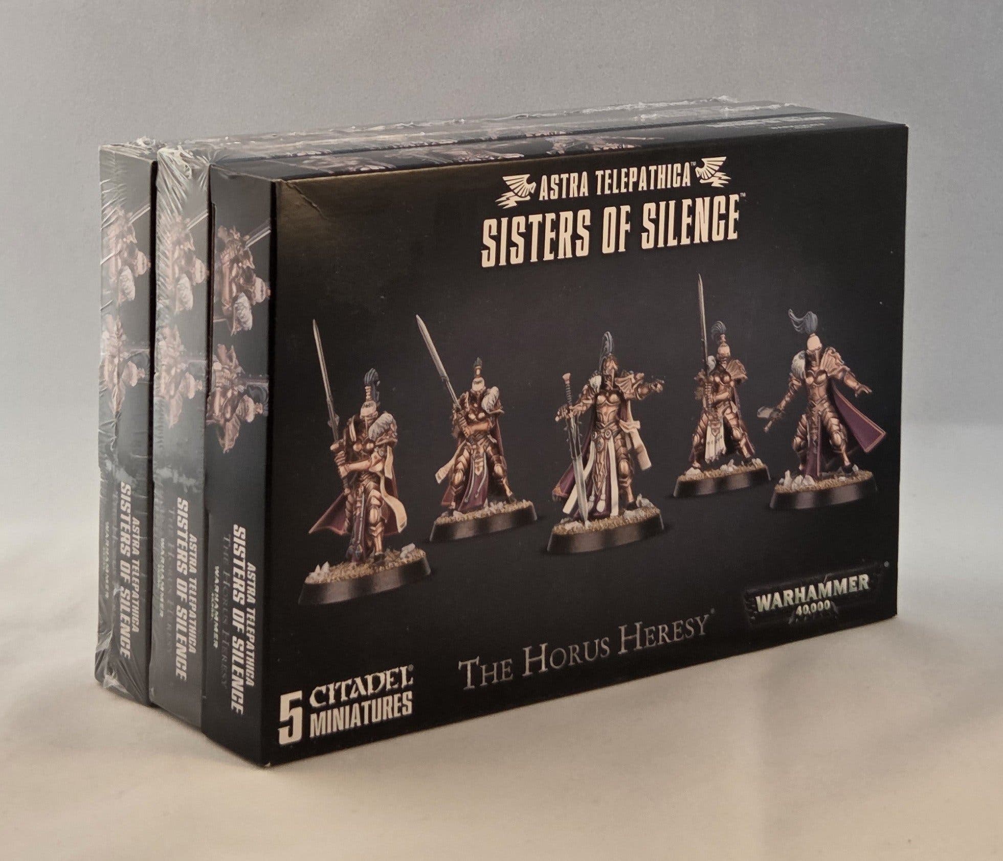 Kolme Sisters of Silence Astra Telepatica Warhammer Horus Heresy -miniatyyriä