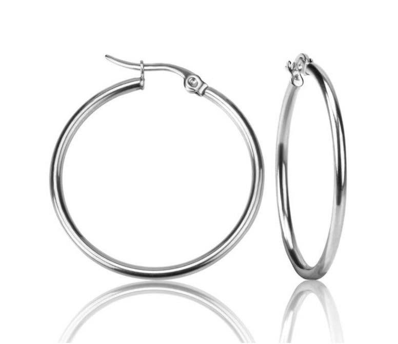 30mm creole earrings in stainless steel nickel-free silver