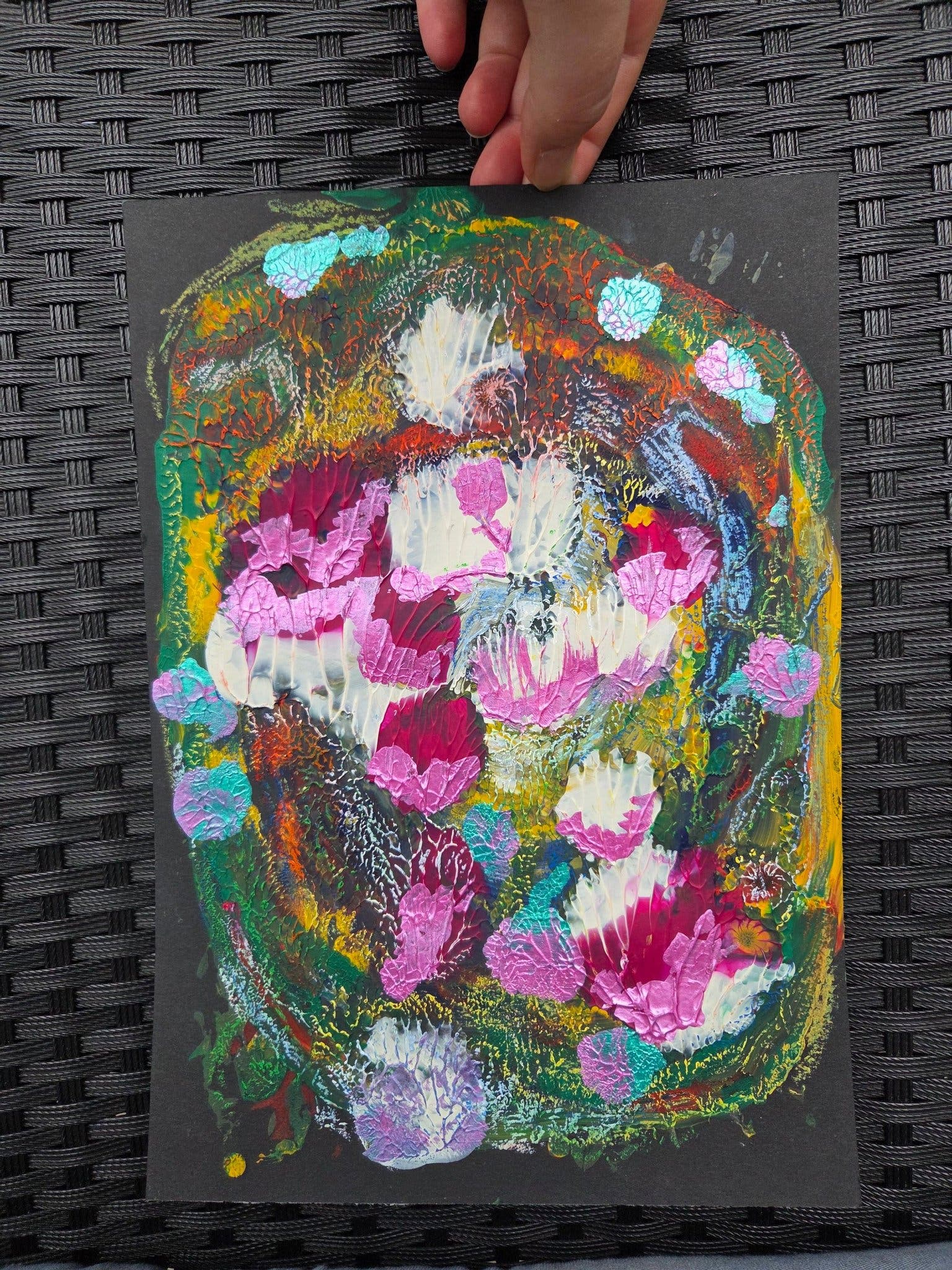 Set mit 3 abstrakten Acrylgemälden
