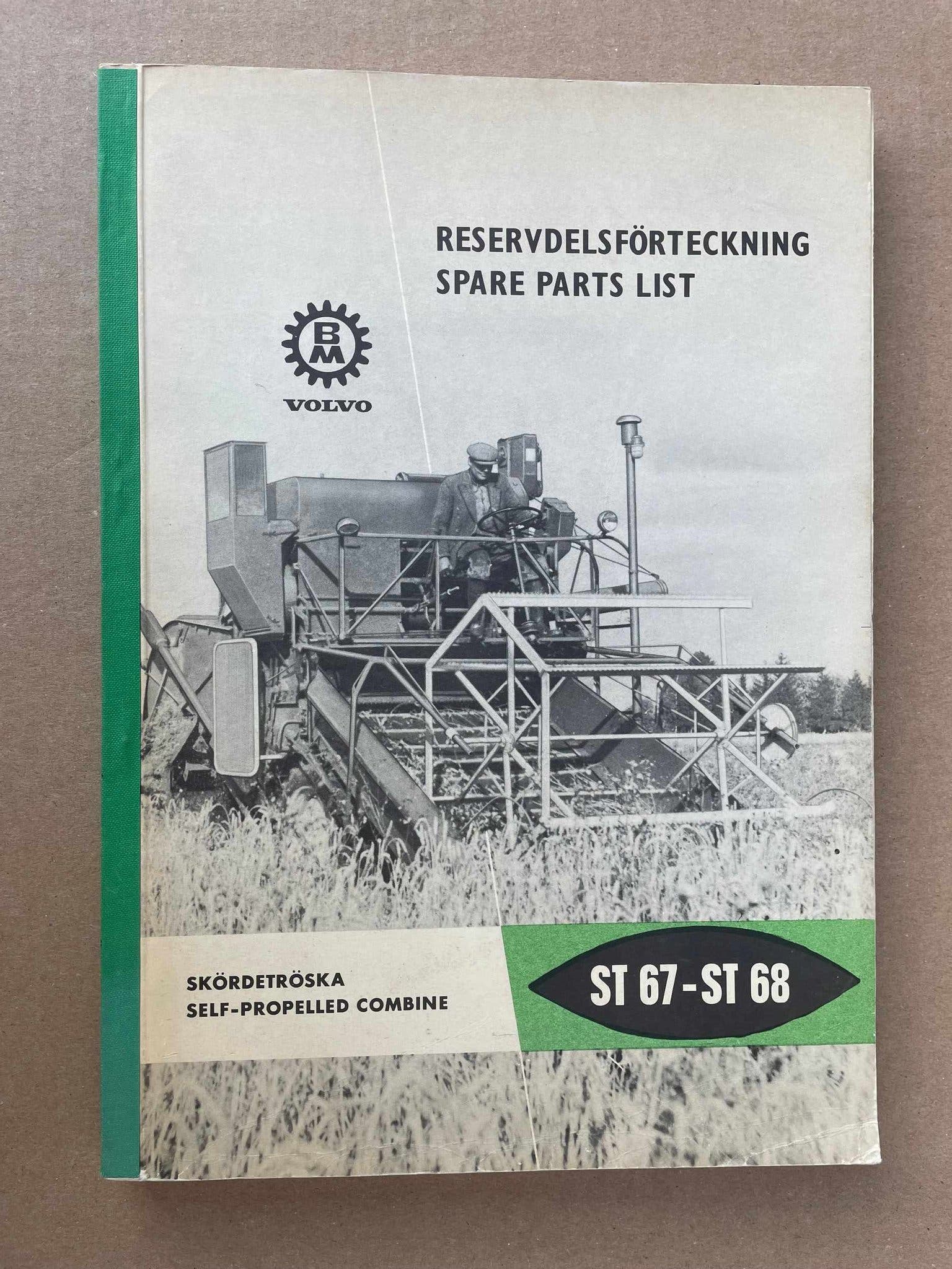Bolinder-Munktell ST67 - ST68 harvest tractor spare parts catalog