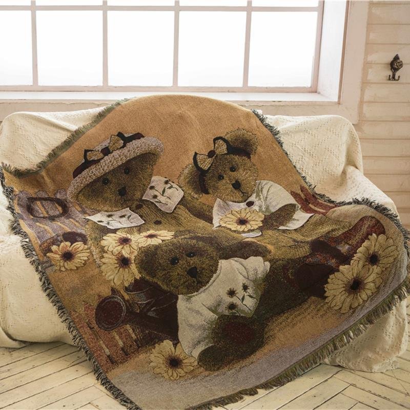 Teddy Bear Knitted Thread Blanket Sofa Blanket .. (401603142) ᐈ Köp på