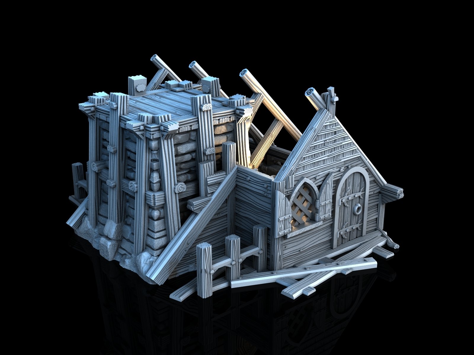 Ruined House från 3DP4U | modell figurspel hus dnd d&d