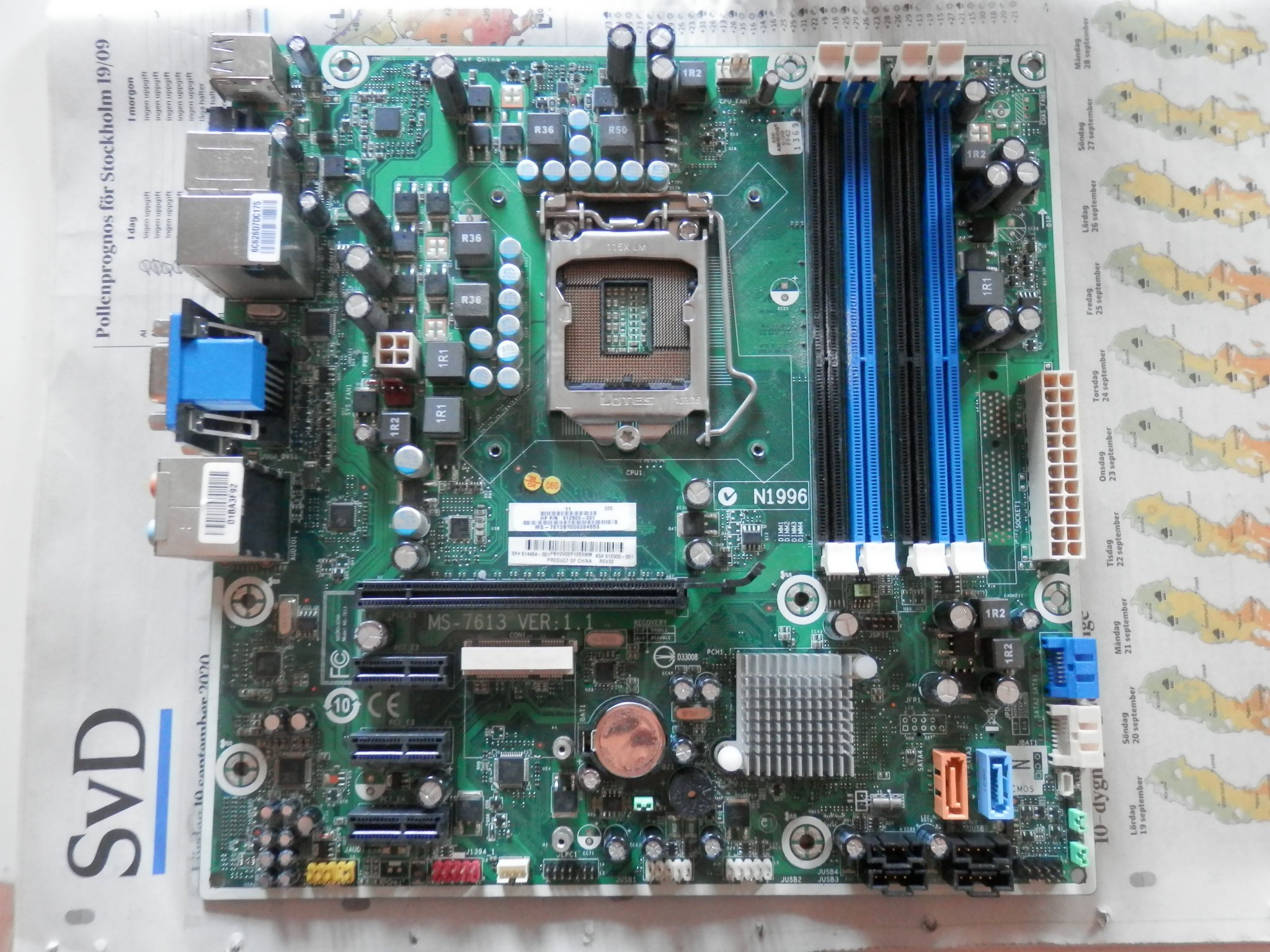 MSI MS-7613 Ver:1.1 Socket LGA1156 Iona-GL8E Mo.. (419040557) ᐈ Köp på ...