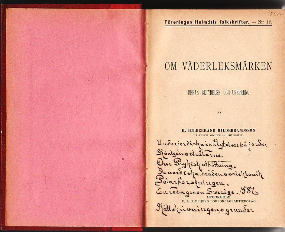 Antik bok, Om Väderleksmärken, Deras betydelse och ursprung, 1894, med lös karta Antik bok, Om Väderleksmärken, Väderleksmärken, Väderleksmärken, Deras betydelse och ursprung, 1894, med lös karta 4ff993