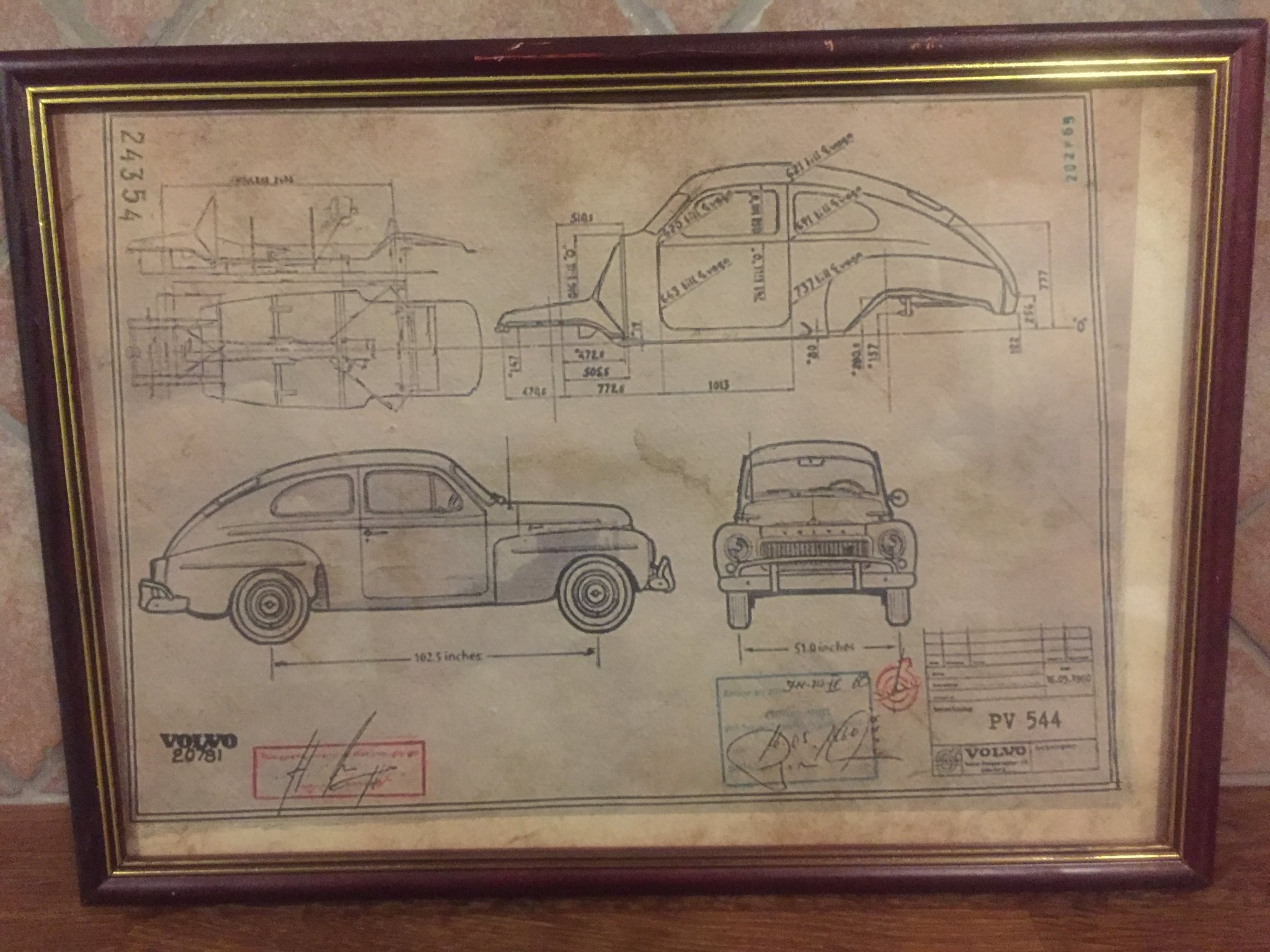 Retro illusterad ritning av Volvo PV 544 | Köp på Tradera (703698809)