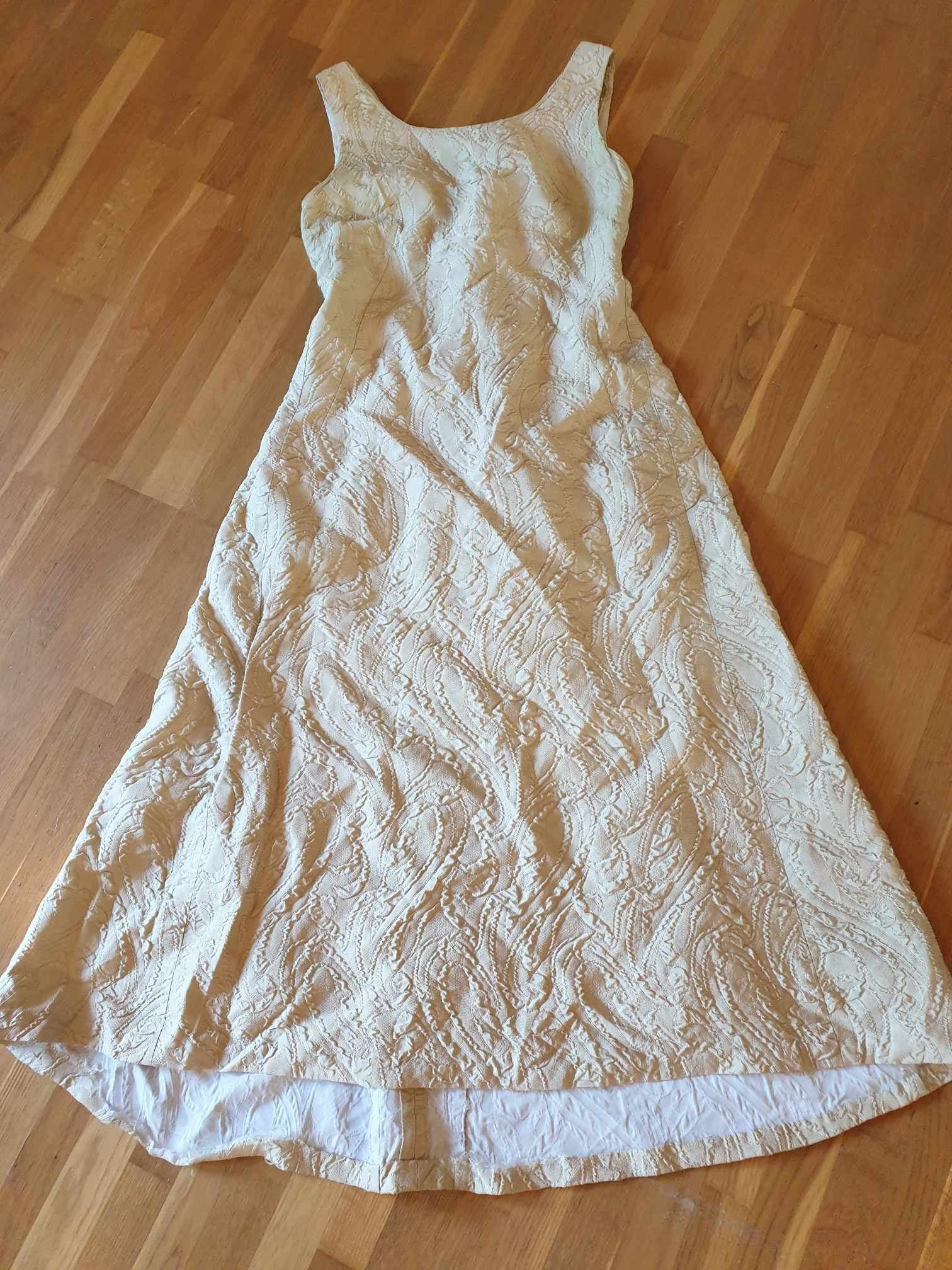 Vestido largo vintage dorado de los años 50 a 70 estilo retro