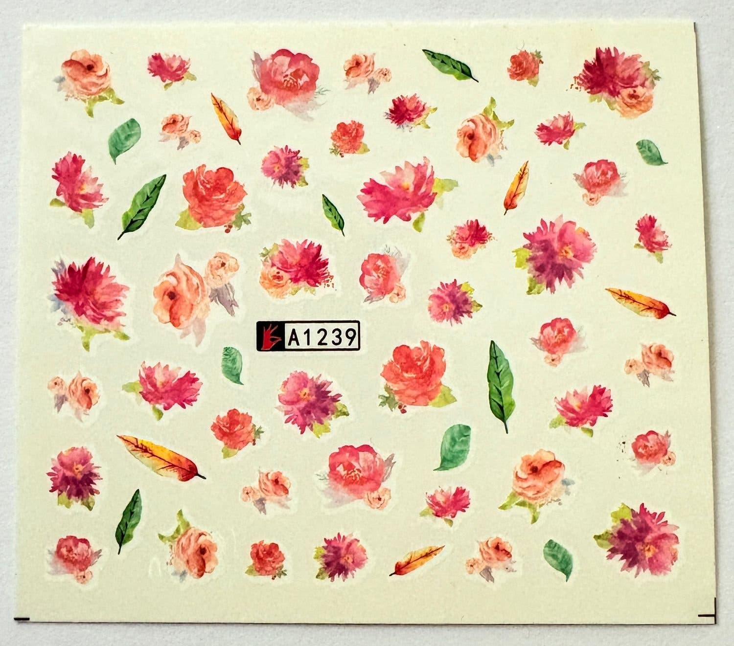 Gel Transfer Rinkaku Rosa Nail art transfer stickers watercolor rosa blom.. | Köp på Tradera ...
