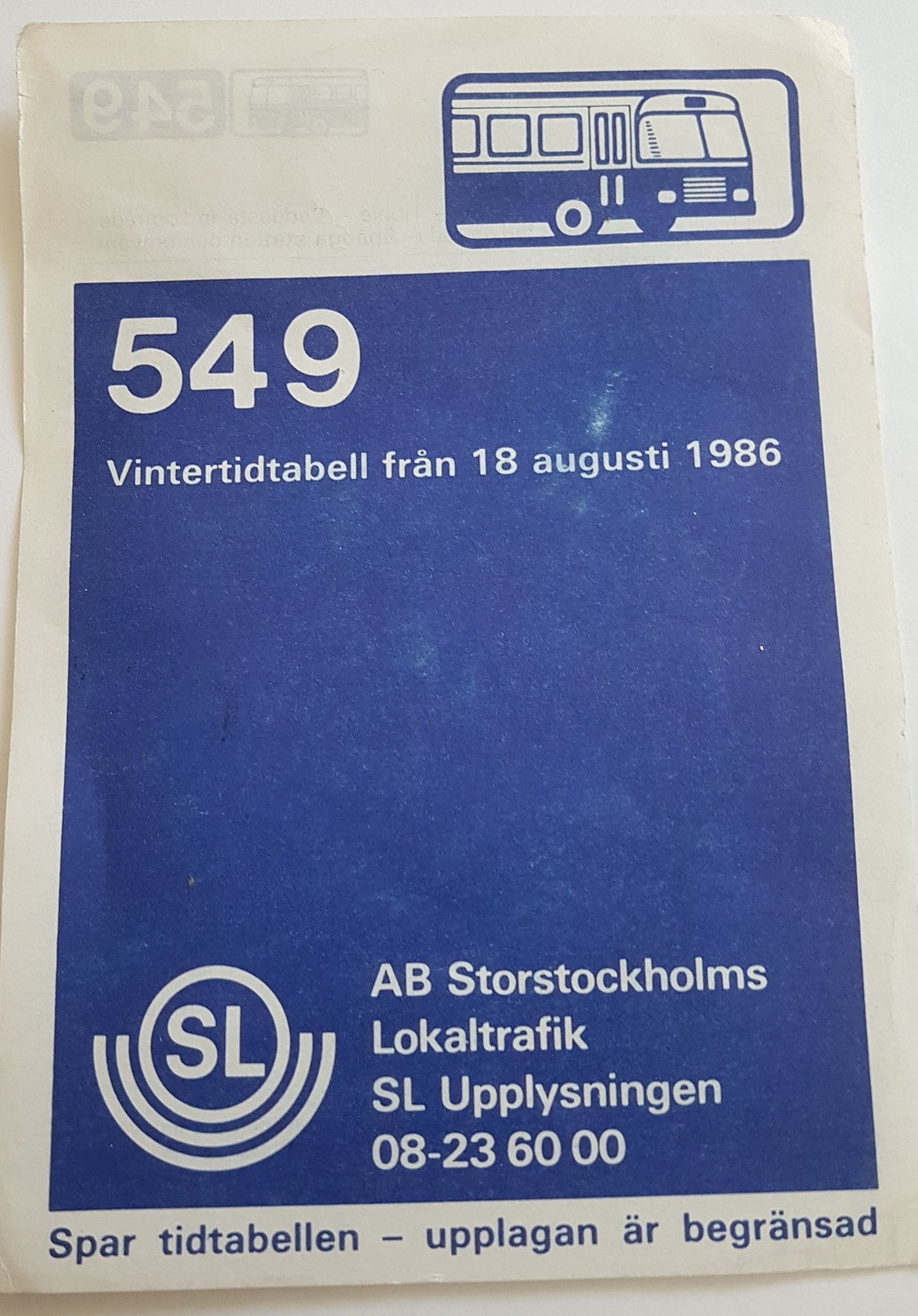 Tidtabell. Buss. SL. (405197219) ᐈ Köp på Tradera