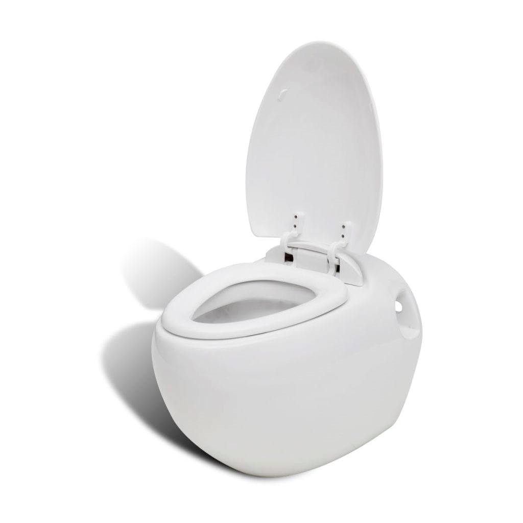 vidaXL Vägghängd äggformad toalett med dold cistern vit på Tradera ...