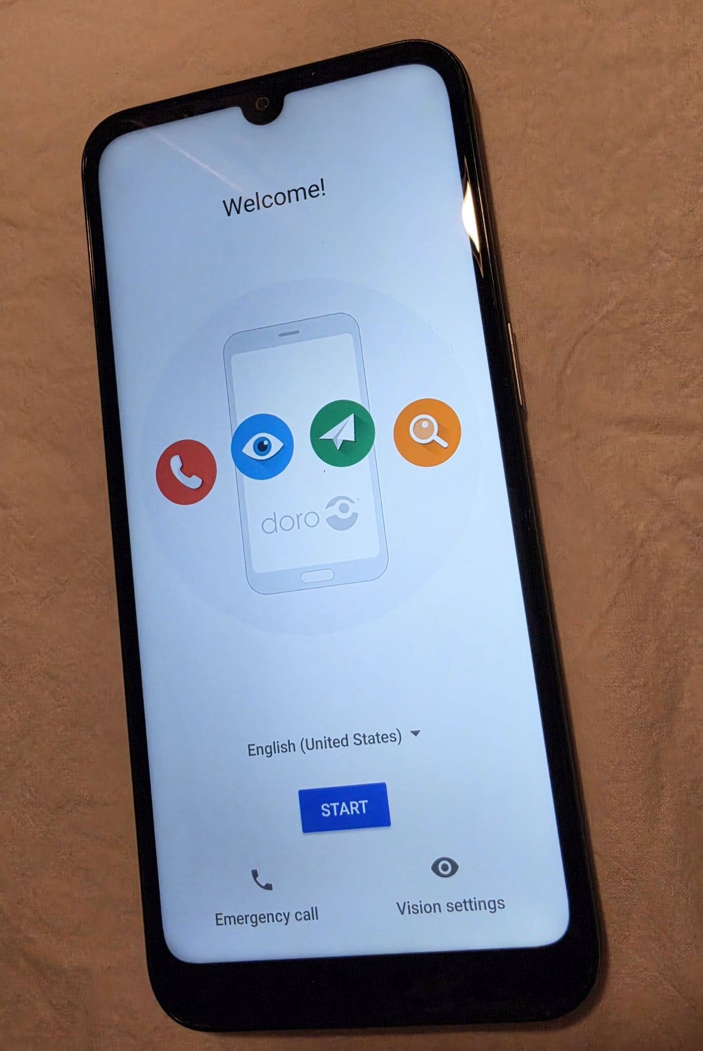 Smartphone para mayores Doro 8200 con botón SOS en azul oscuro
