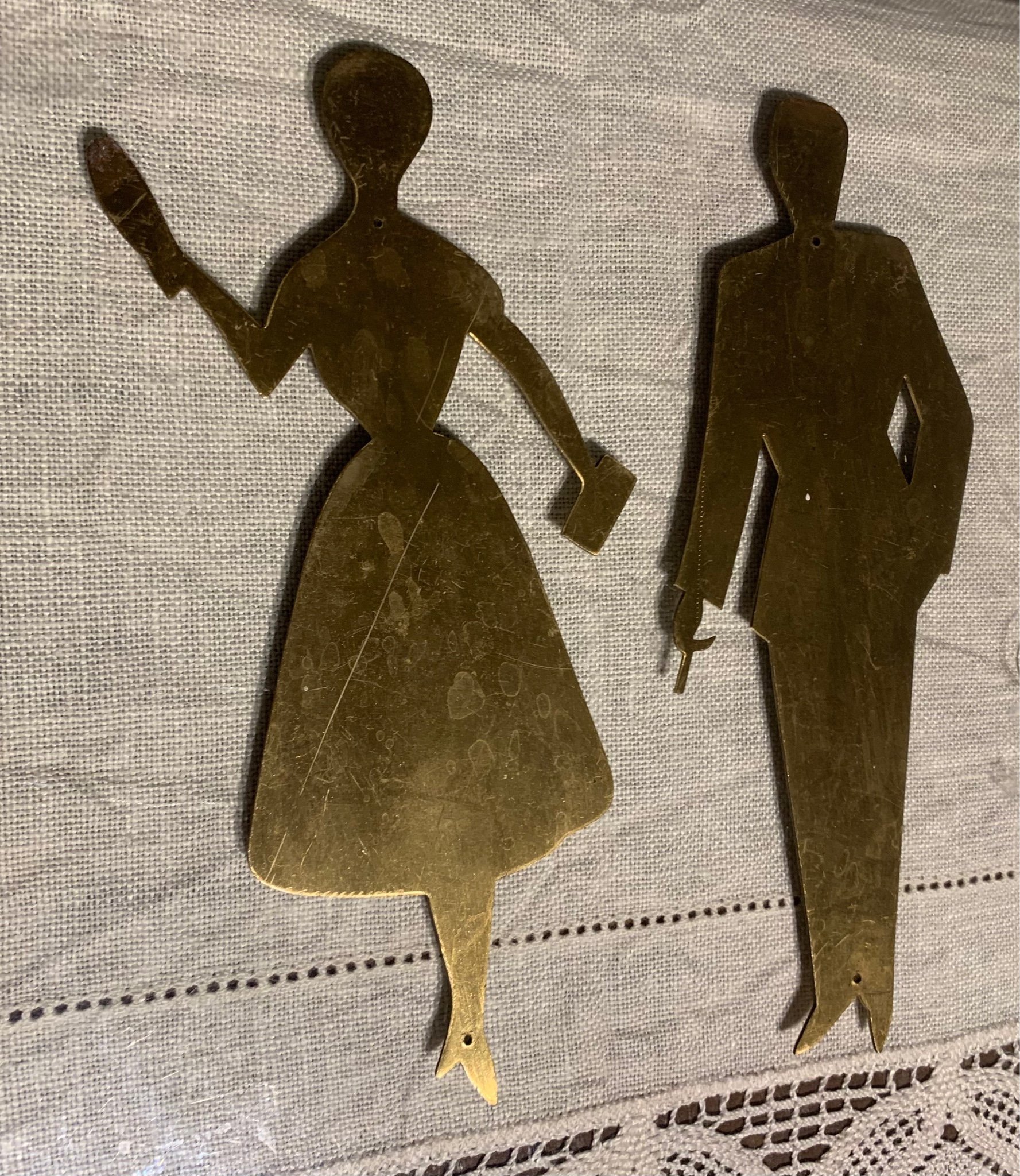 Vintage MÄSSING WC skylt DAM resp HERR TOALETT .. Köp på Tradera