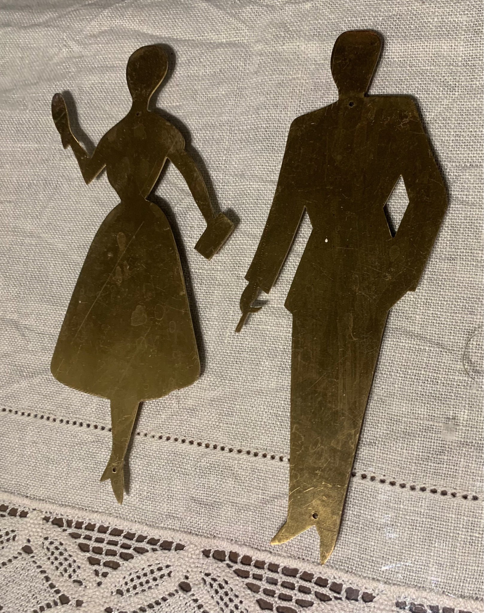 Vintage MÄSSING WC skylt DAM resp HERR TOALETT .. Köp på Tradera