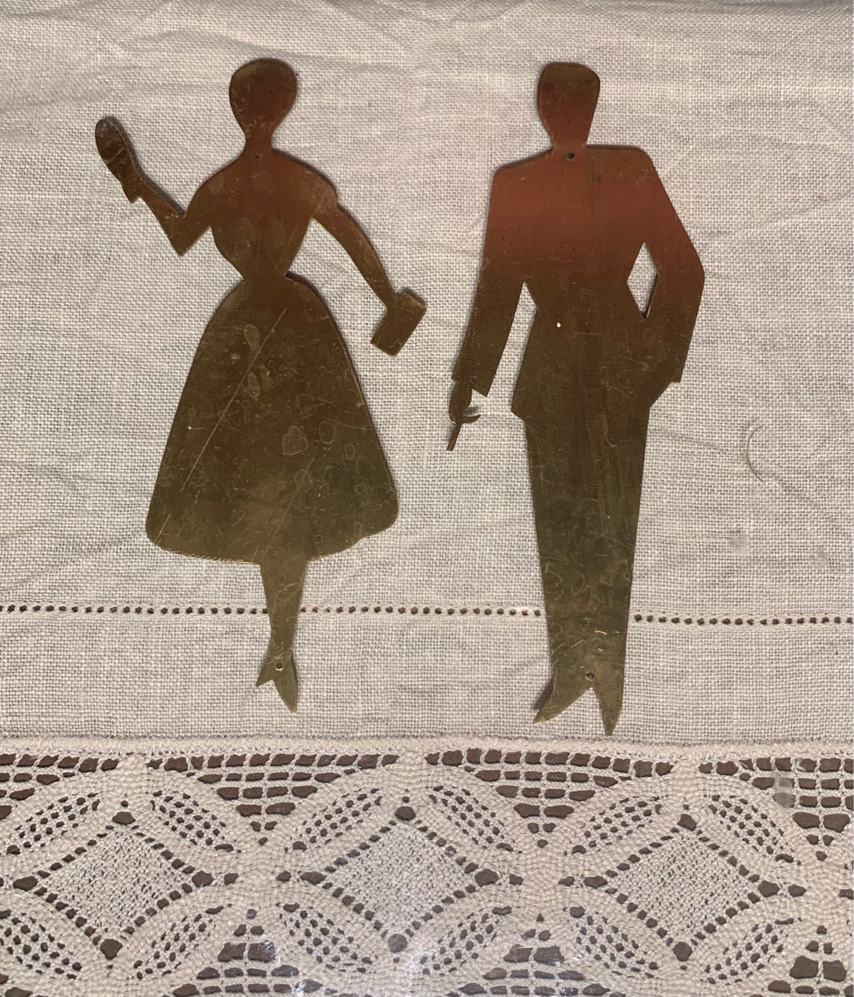 Vintage MÄSSING WC skylt DAM resp HERR TOALETT .. Köp på Tradera