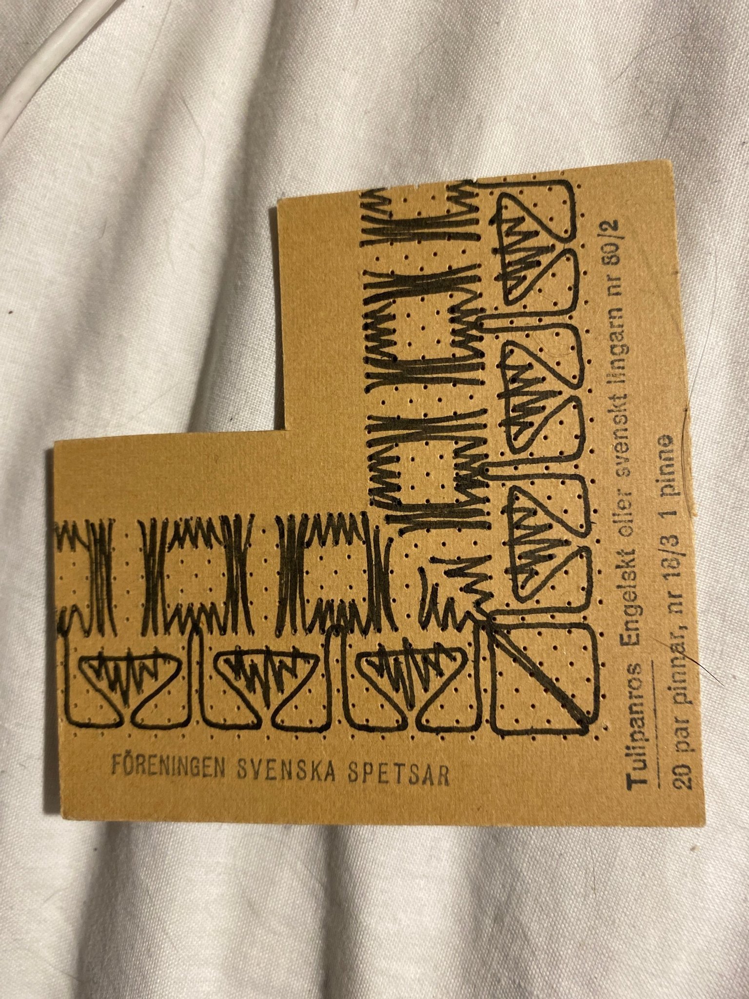 Knyppelmönster, mönster till knyppling, hörn, Tulipanros, föreningen svenska