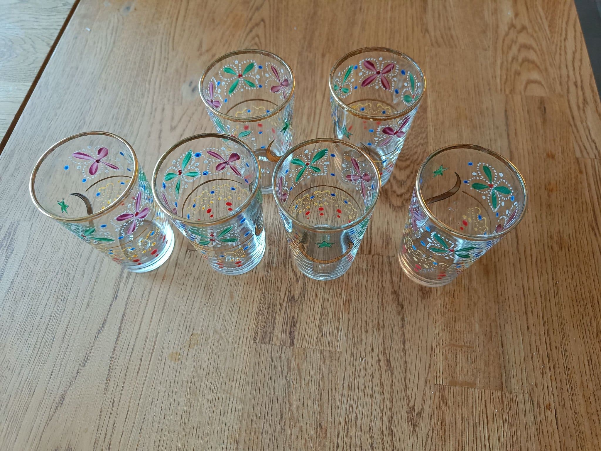Set mit 6 marokkanischen Teegläsern aus Glas