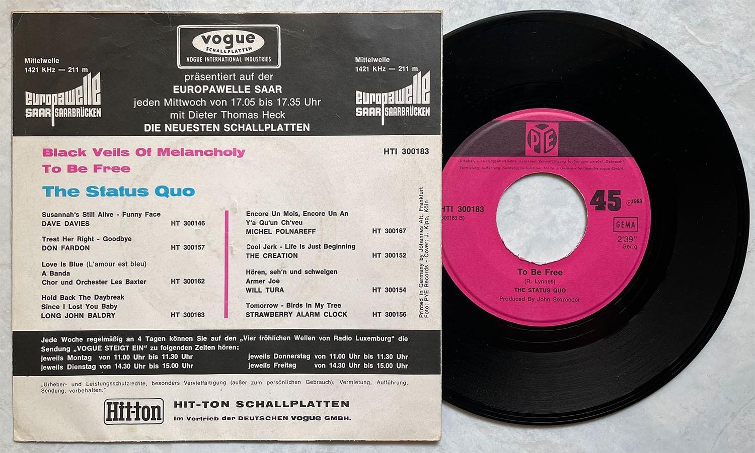 STATUS QUO 'Black Veils Of Melancholy' German 7" Köp på Tradera