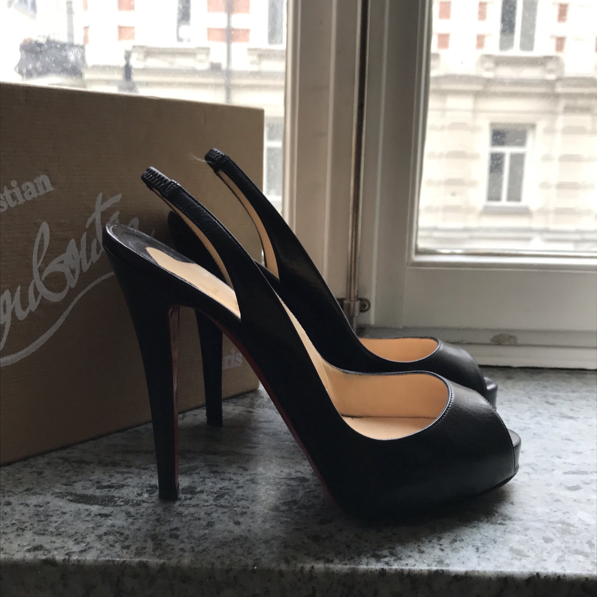 louboutin peep toe wedge