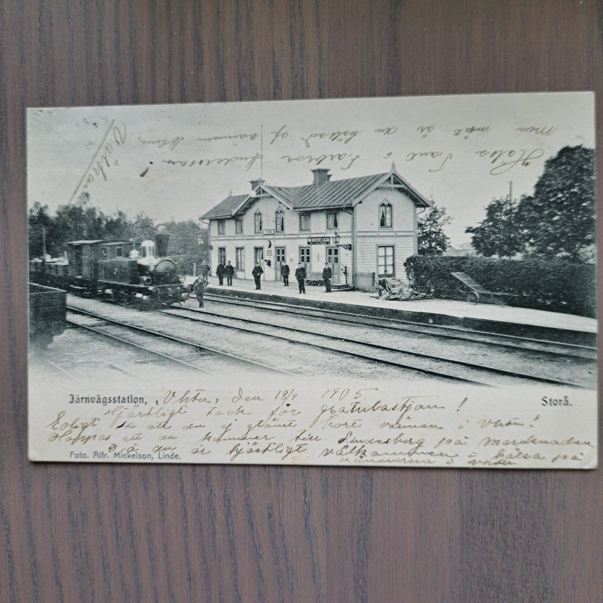 Vintage photo of Storå railway station from 1905 in Västmanland