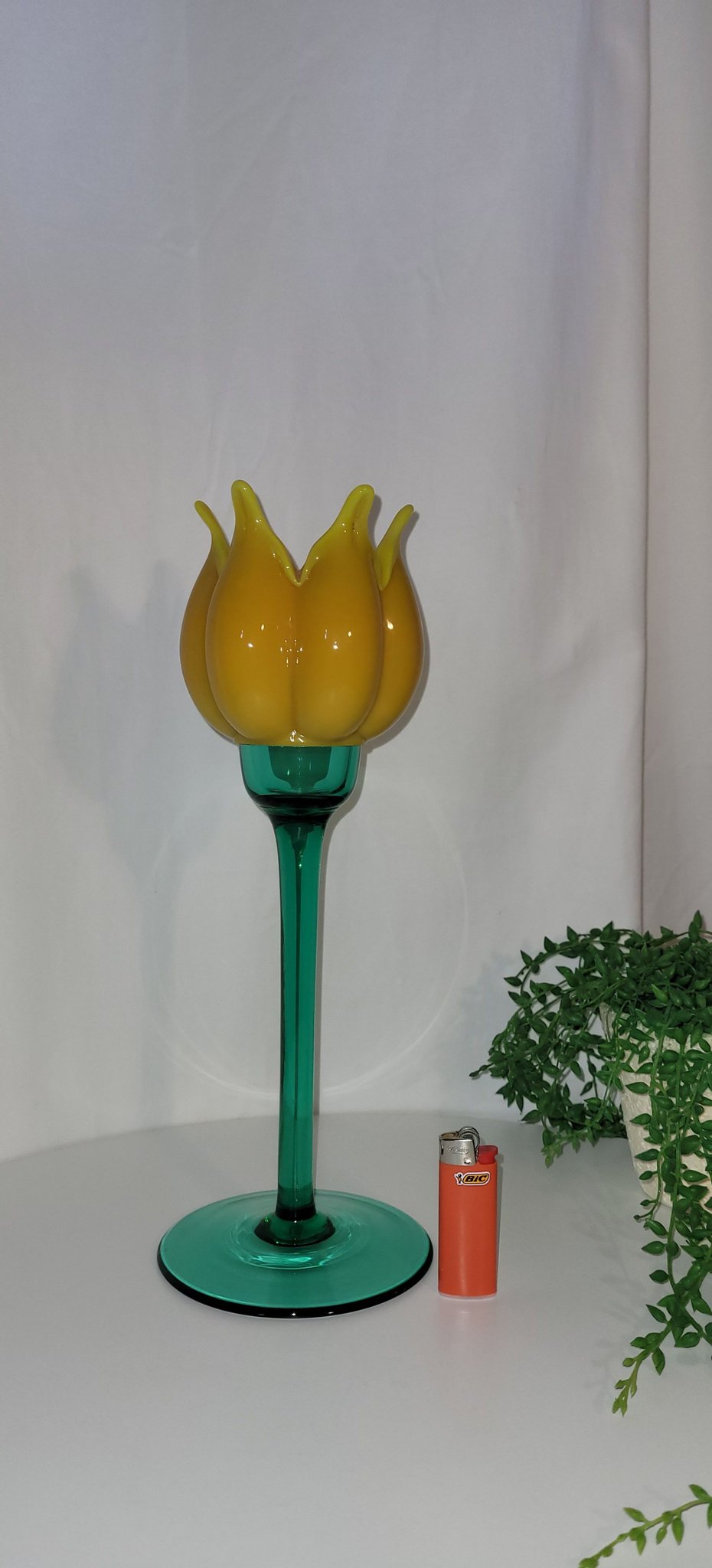 Retro Ljuslykta Tulpan Konstglas Handmade Vint.. Köp på Tradera