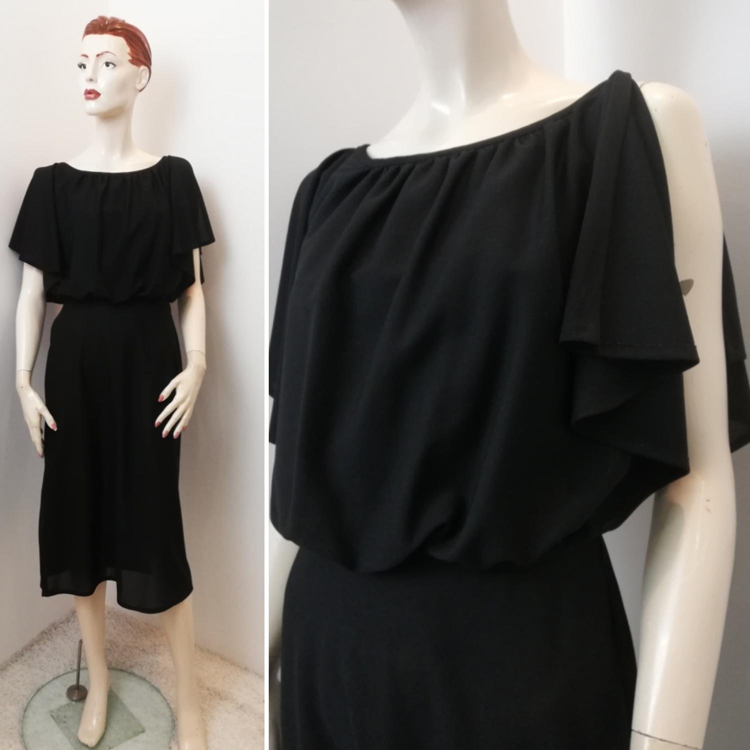 Vintage Retro rolig svart klänning.. (422996282) ᐈ Vintage Retro kort svart klänning ILGWU klockad kjol kort