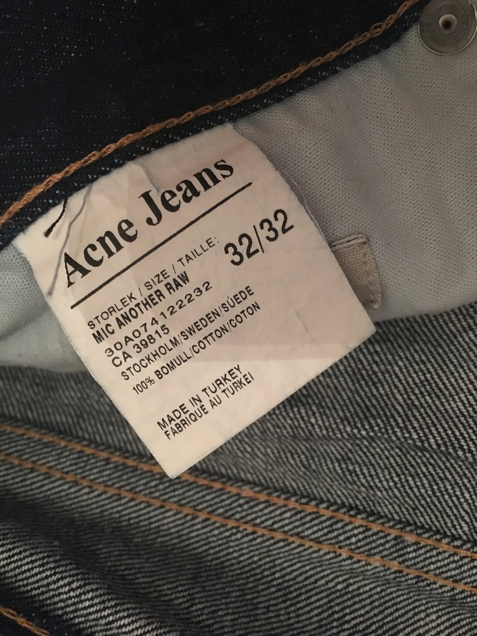 ACNE jeans jeans jeans Mic Another Raw blå strl 32/32 bf50b0 ACNE jeans jeans jeans Mic Another Raw blå strl 32/32 bf50b0