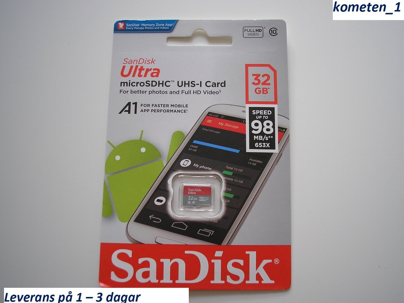32GB SanDisk Ultra Micro SDHC UHS1 Card, FULL .. (359361019) ᐈ Köp på Tradera