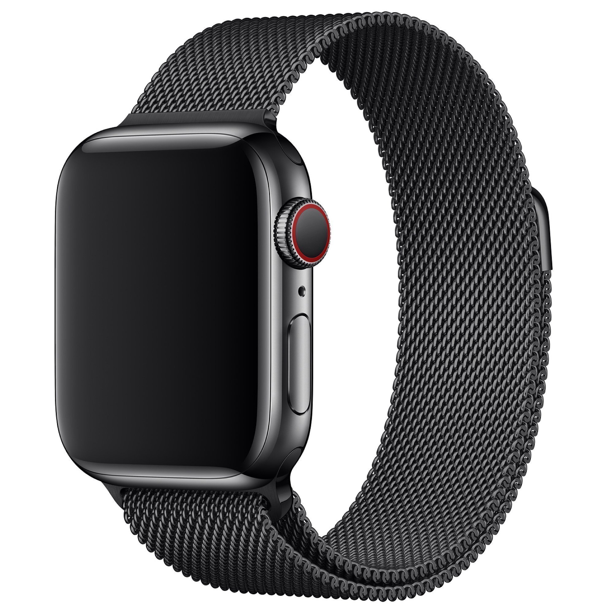 black aluminum apple watch with milanese loop