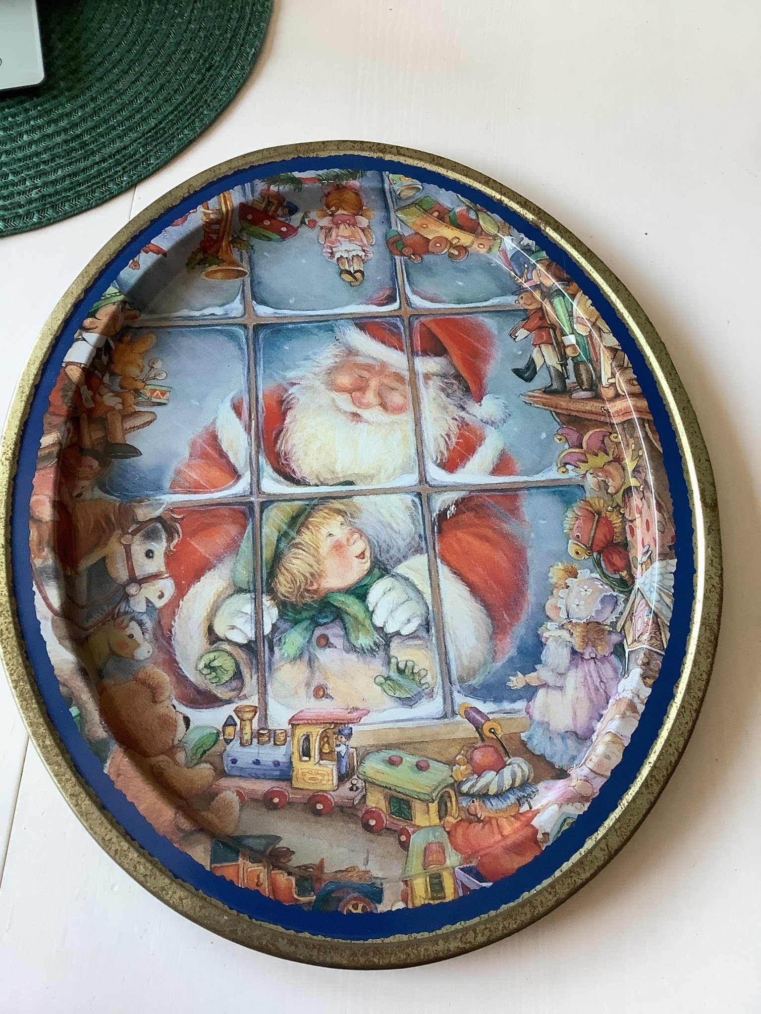 Julbricka bricka tomte God Jul retro oval Köp på Tradera (572950721)