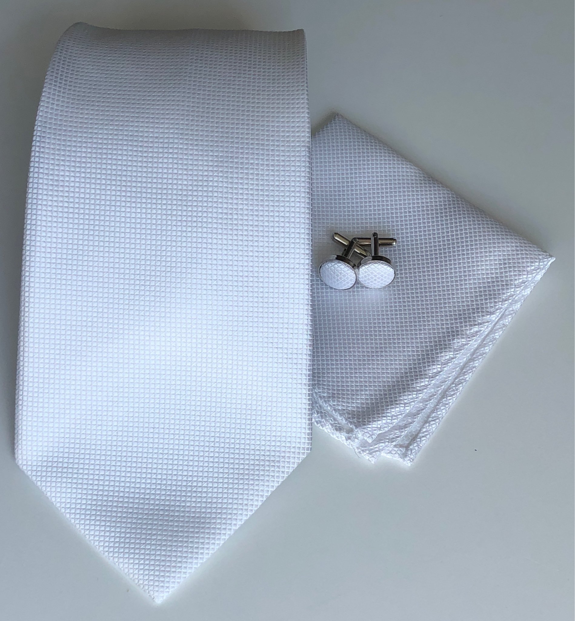 Vit slips med manschettknappar och näsduk (fars.. (408957875) ᐈ Köp på