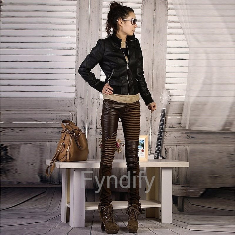 PU leather Jeans Dam Pencil Pants Pants Pants Brun Strlk S acf2ec PU leather Jeans Dam Pencil Pants Pants Pants Brun Strlk S acf2ec
