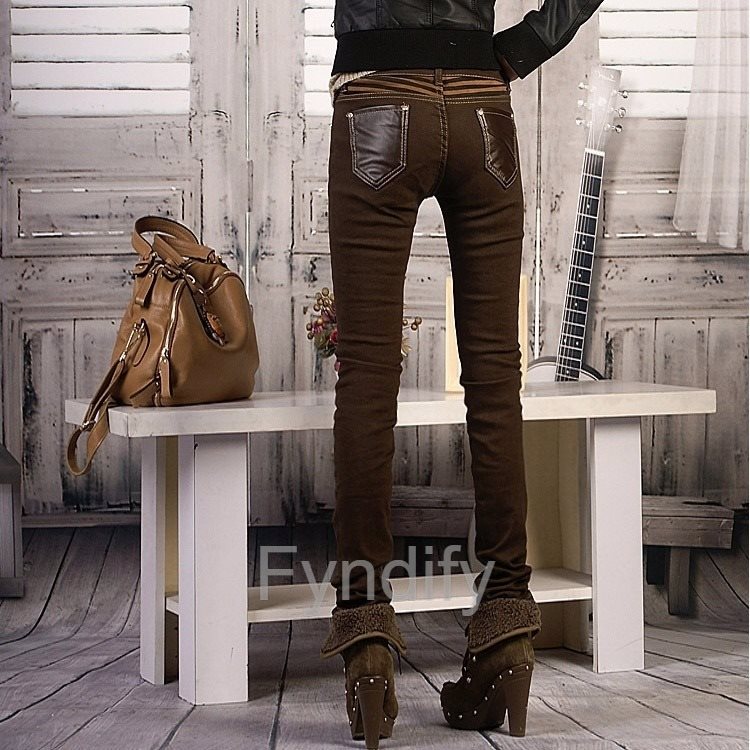 PU leather Jeans Dam Pencil Pants Pants Pants Brun Strlk S acf2ec PU leather Jeans Dam Pencil Pants Pants Pants Brun Strlk S acf2ec