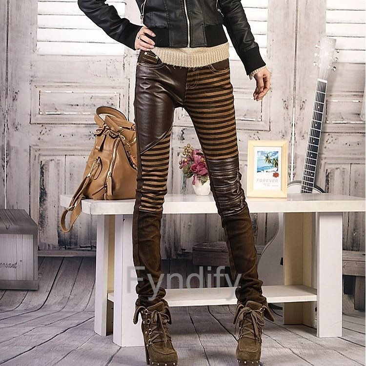 PU leather Jeans Dam Pencil Pants Pants Pants Brun Strlk S acf2ec PU leather Jeans Dam Pencil Pants Pants Pants Brun Strlk S acf2ec