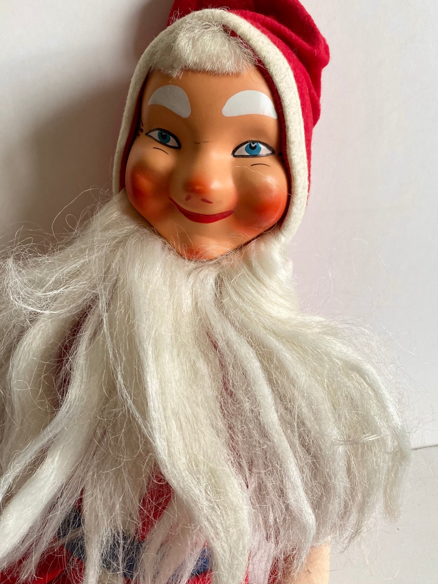 stor äldre retro tomtedocka gammal jultomte vin.. Köp på Tradera