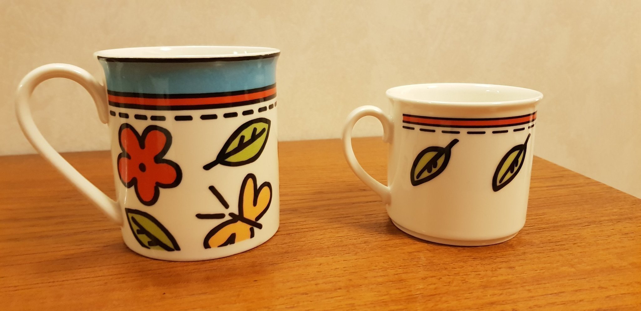 VILLEROY & BOCH CITTA & CAMPAGNA NOVI KAFFEKOPP I PORSLIN BLAD RÖD RAND 90