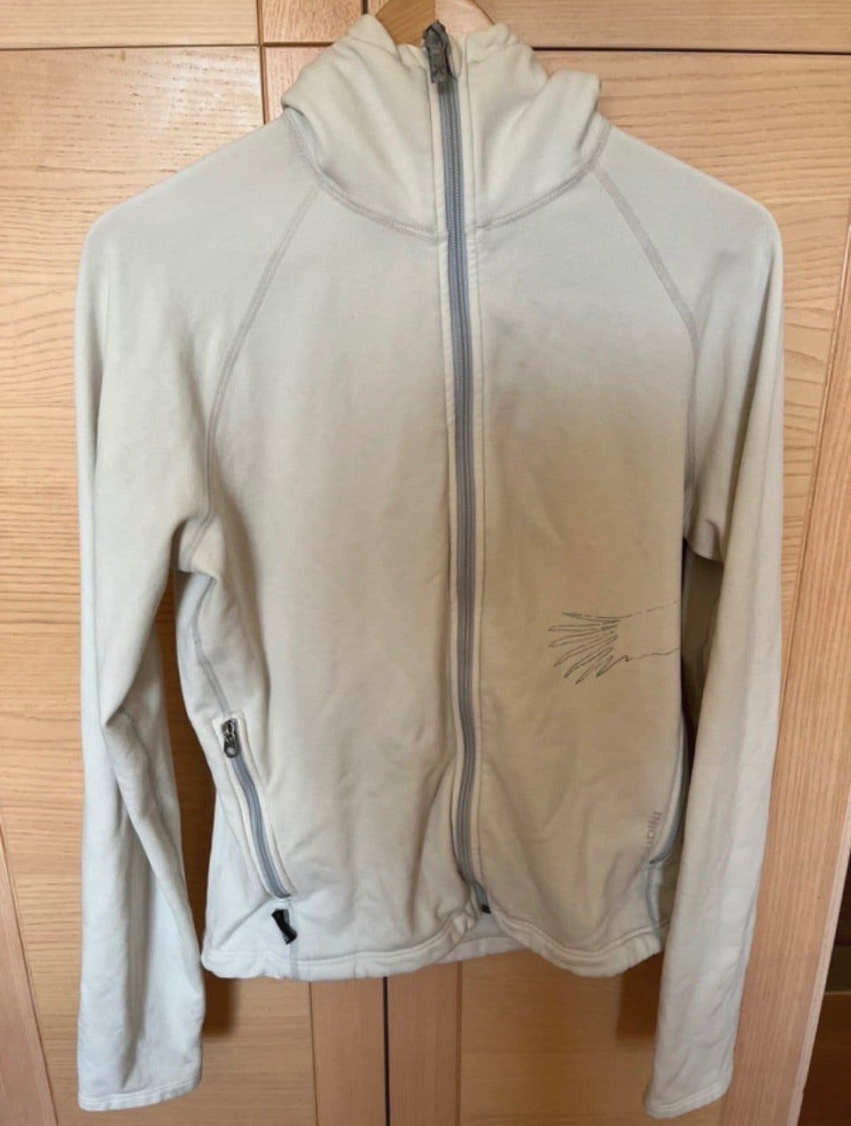 Sudadera con capucha de forro polar en offwhite y beige para mujer talla L