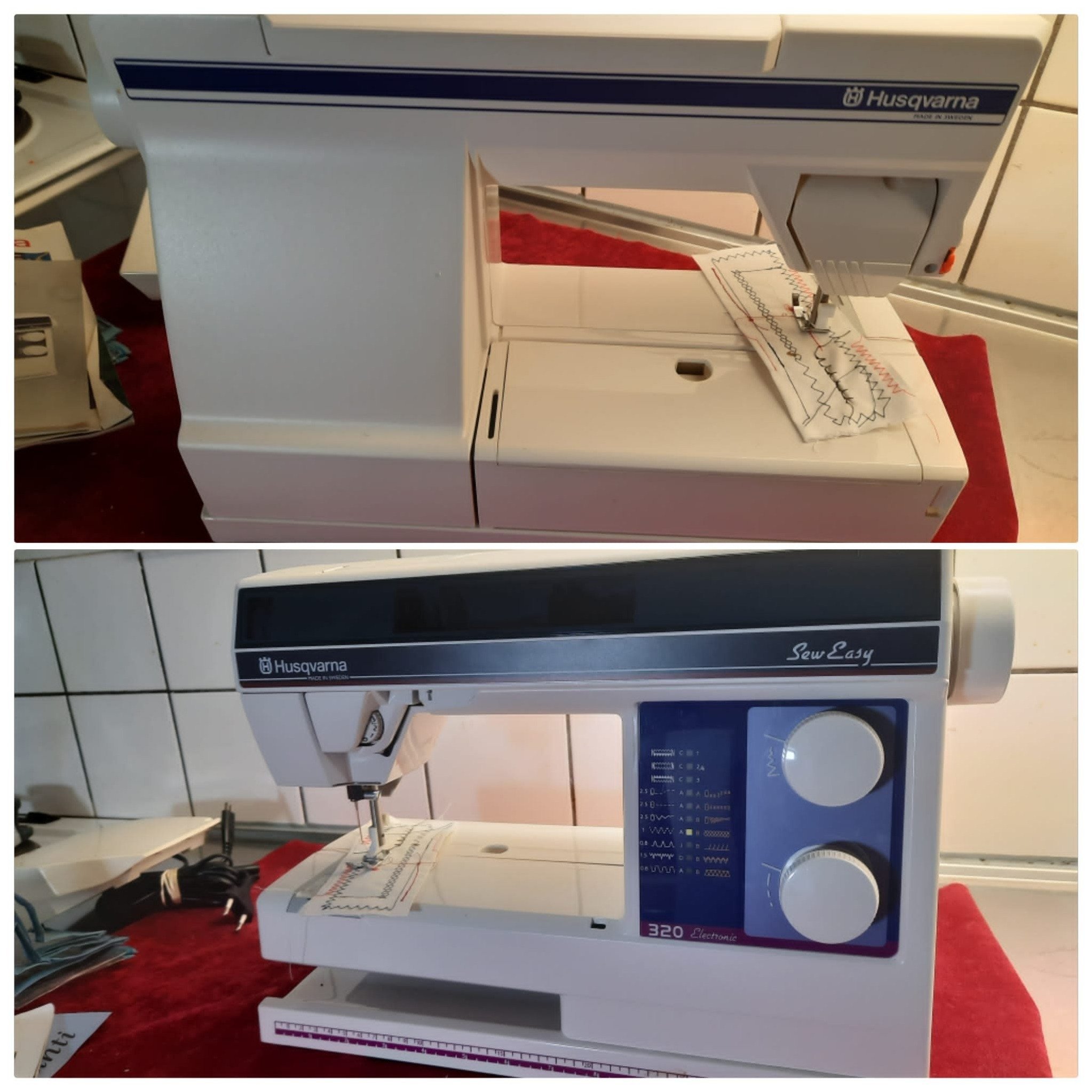 symaskinen fungerar Husqvarna Sew Easy 320 men jag har inte testat alla