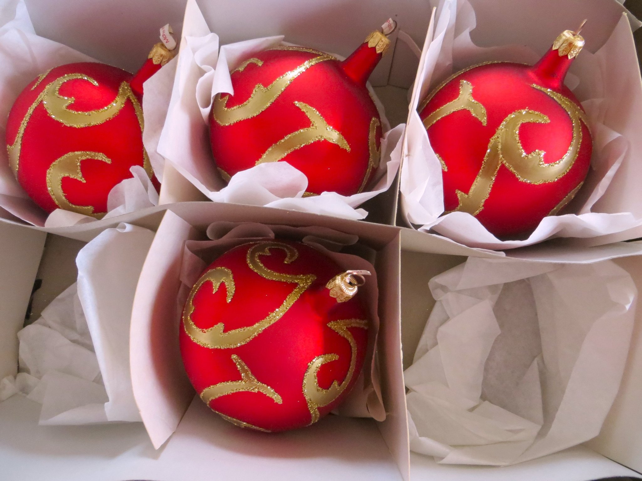 4 Stycken retro 10cm julgranskulor Made in Pola.. Köp på Tradera